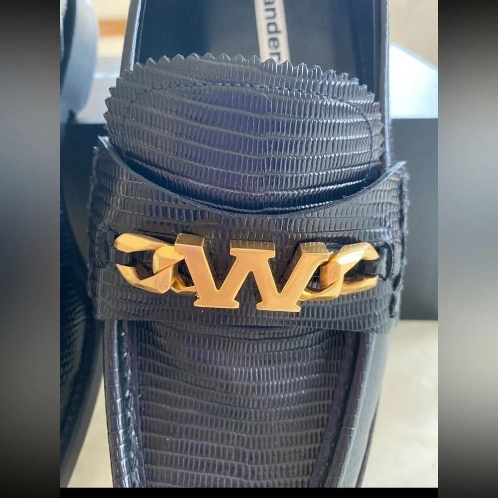 Alexander Wang Women's Carter Black Embossed Loafers Size 38 (MSRP $595) NIB